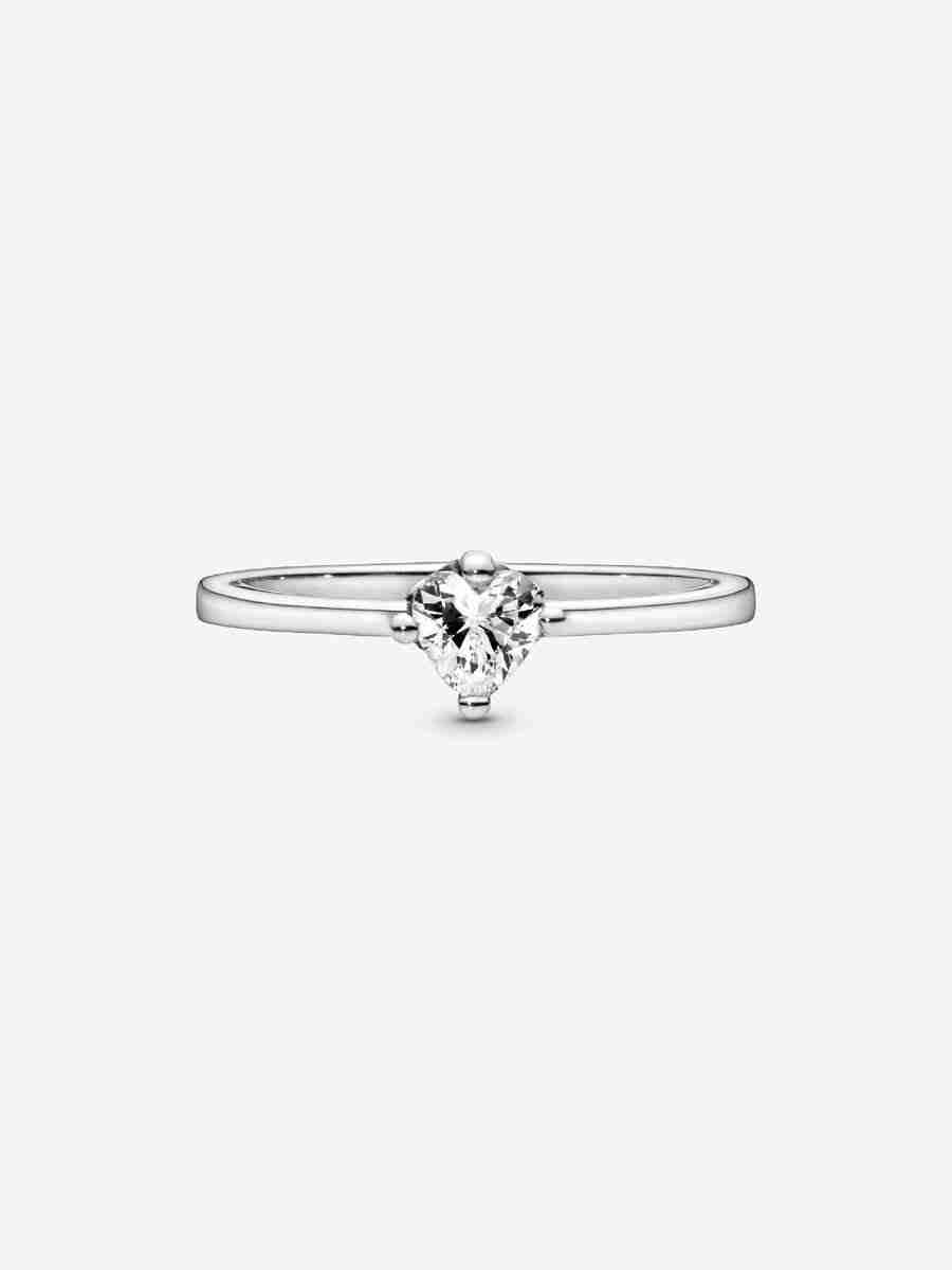 Clear Heart Solitaire Ring