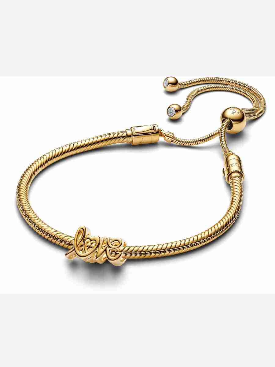 Golden Love Script Charm Bracelet Set