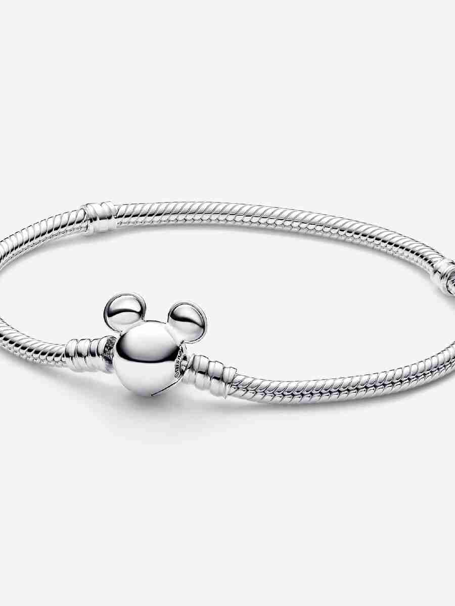 Mouse Clasp Moments Snake Chain Bracelet Silver