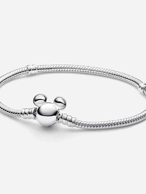 Mouse Clasp Moments Snake Chain Bracelet Silver