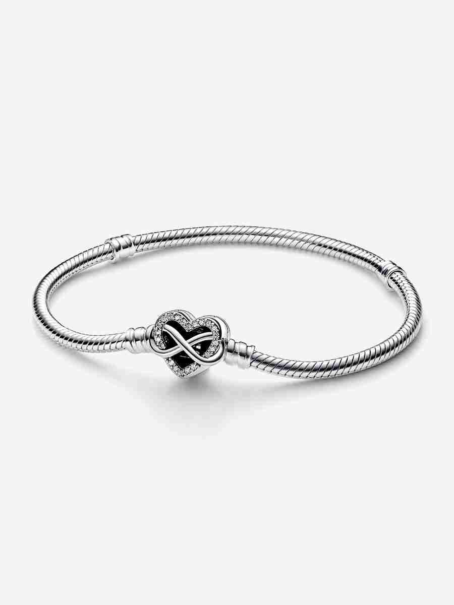 Moments Sparkling Infinity Heart Clasp Snake Chain Bracelet Sterling silver