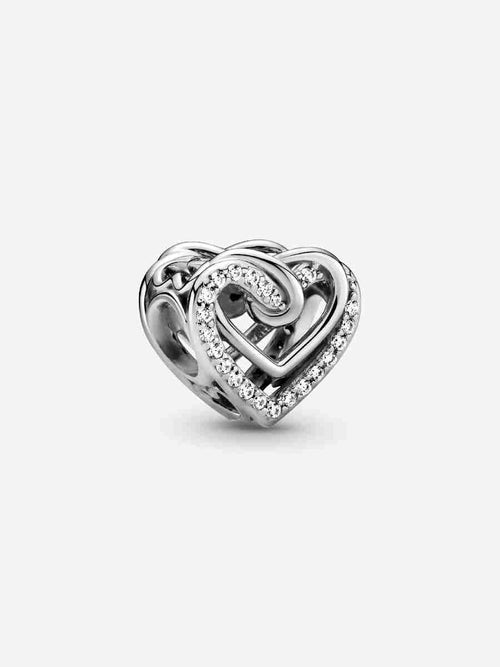 Sparkling Entwined Hearts Charm Sterling silver