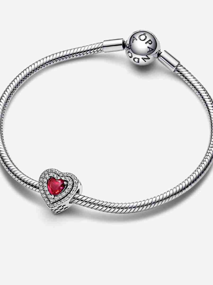 Sparkling Levelled Heart Charm Sterling silver