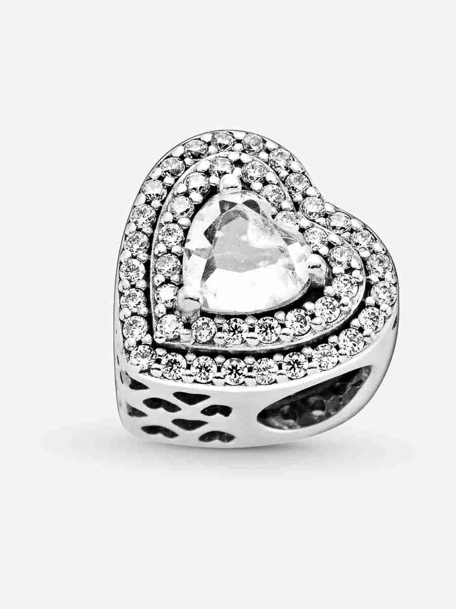 Sparkling Leveled Hearts Charm Sterling silver