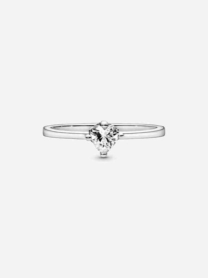 Clear Heart Solitaire Ring