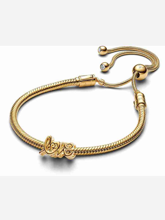 Golden Love Script Charm Bracelet Set