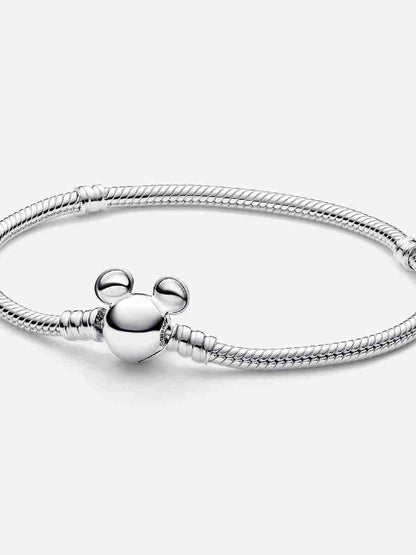 Mouse Clasp Moments Snake Chain Bracelet Silver