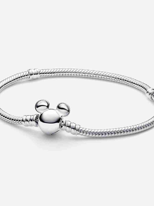 Mouse Clasp Moments Snake Chain Bracelet Silver