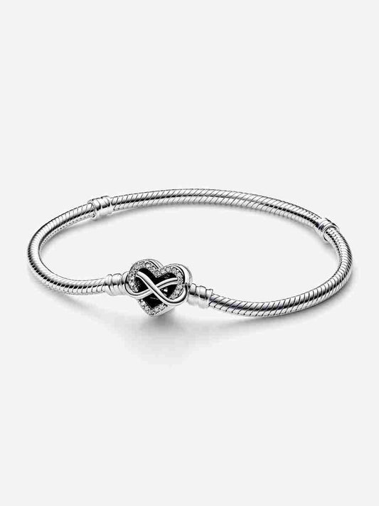 Moments Sparkling Infinity Heart Clasp Snake Chain Bracelet Sterling silver