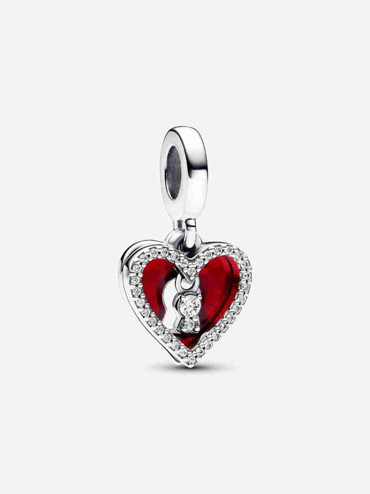 Red Heart &amp; Keyhole Double Dangle Charm
