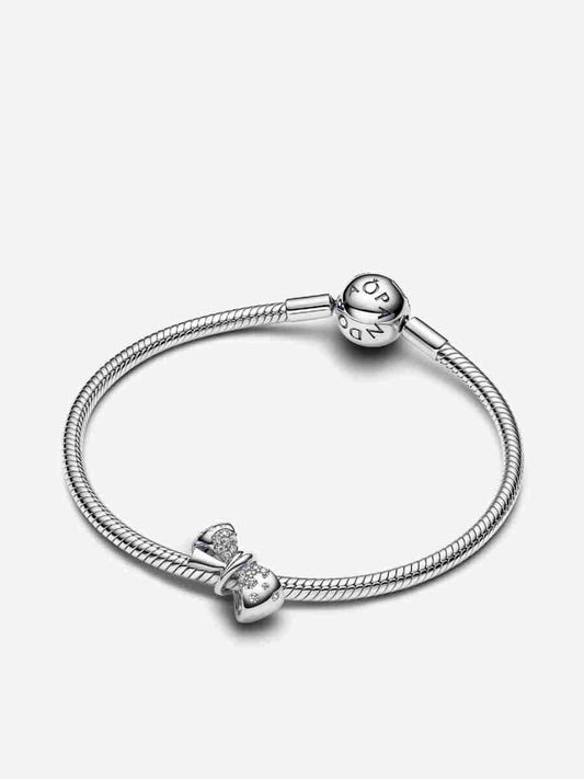 Silver Sparkling Bow Bracelet Set