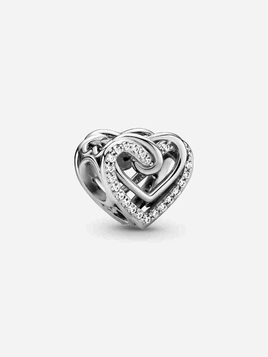 Sparkling Entwined Hearts Charm Sterling silver