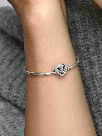 Sparkling Entwined Hearts Charm Sterling silver