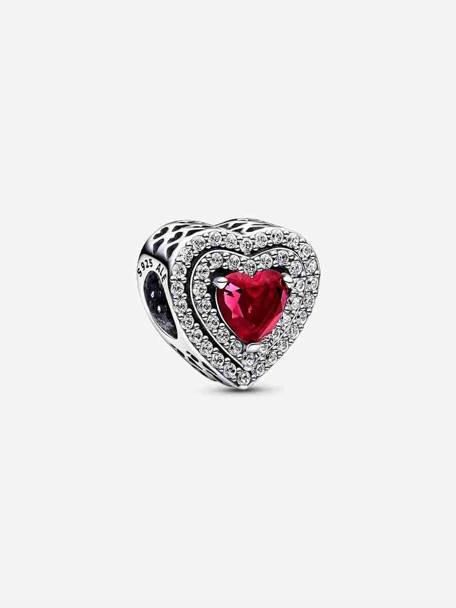 Sparkling Levelled Heart Charm Sterling silver