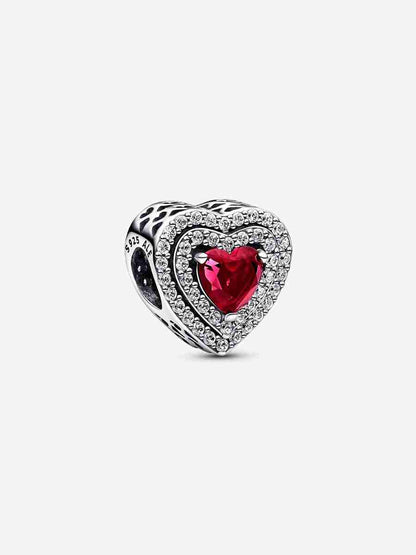 Sparkling Levelled Heart Charm Sterling silver