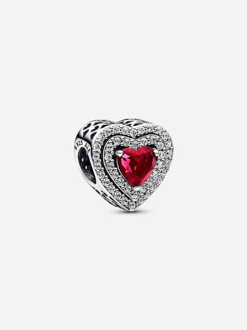 Sparkling Levelled Heart Charm Sterling silver