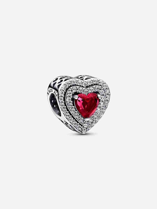 Sparkling Levelled Heart Charm Sterling silver