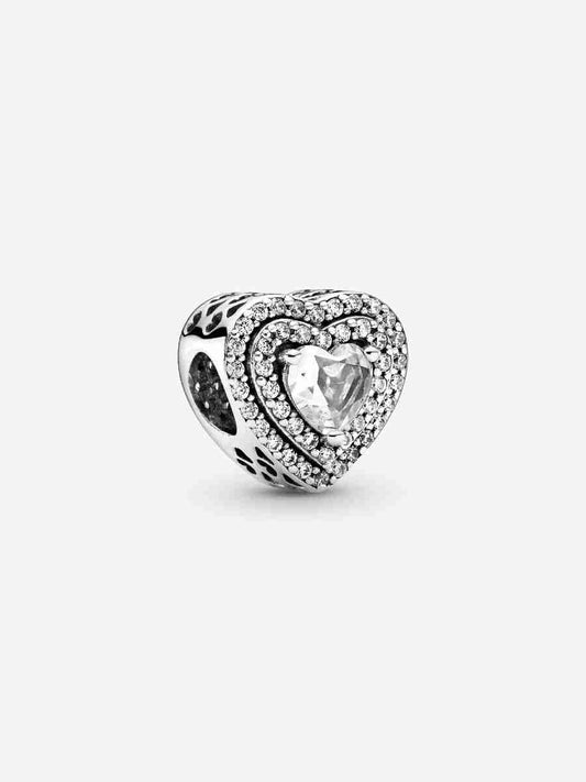 Sparkling Leveled Hearts Charm Sterling silver